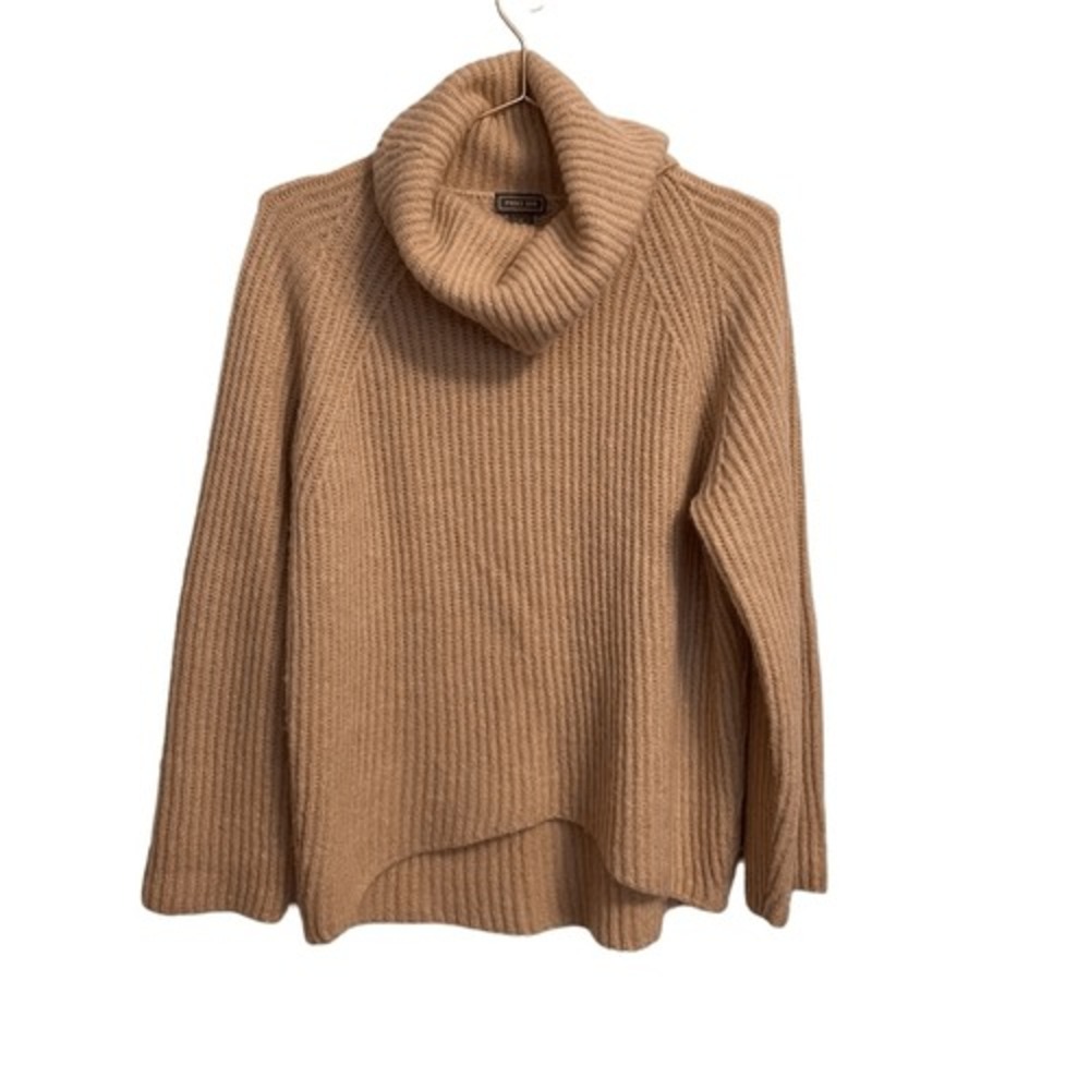 Point Sur J Crew Camel Tan Ribbed Cowl Neck Raglan Wool Mohair Sweater Small
